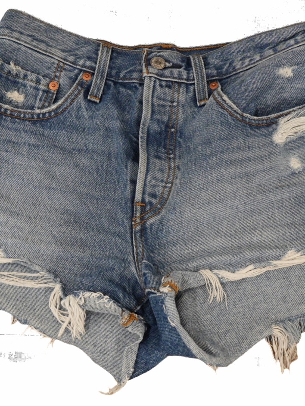 Leviâs 501 Womenâs Blue Distressed Denim Shorts